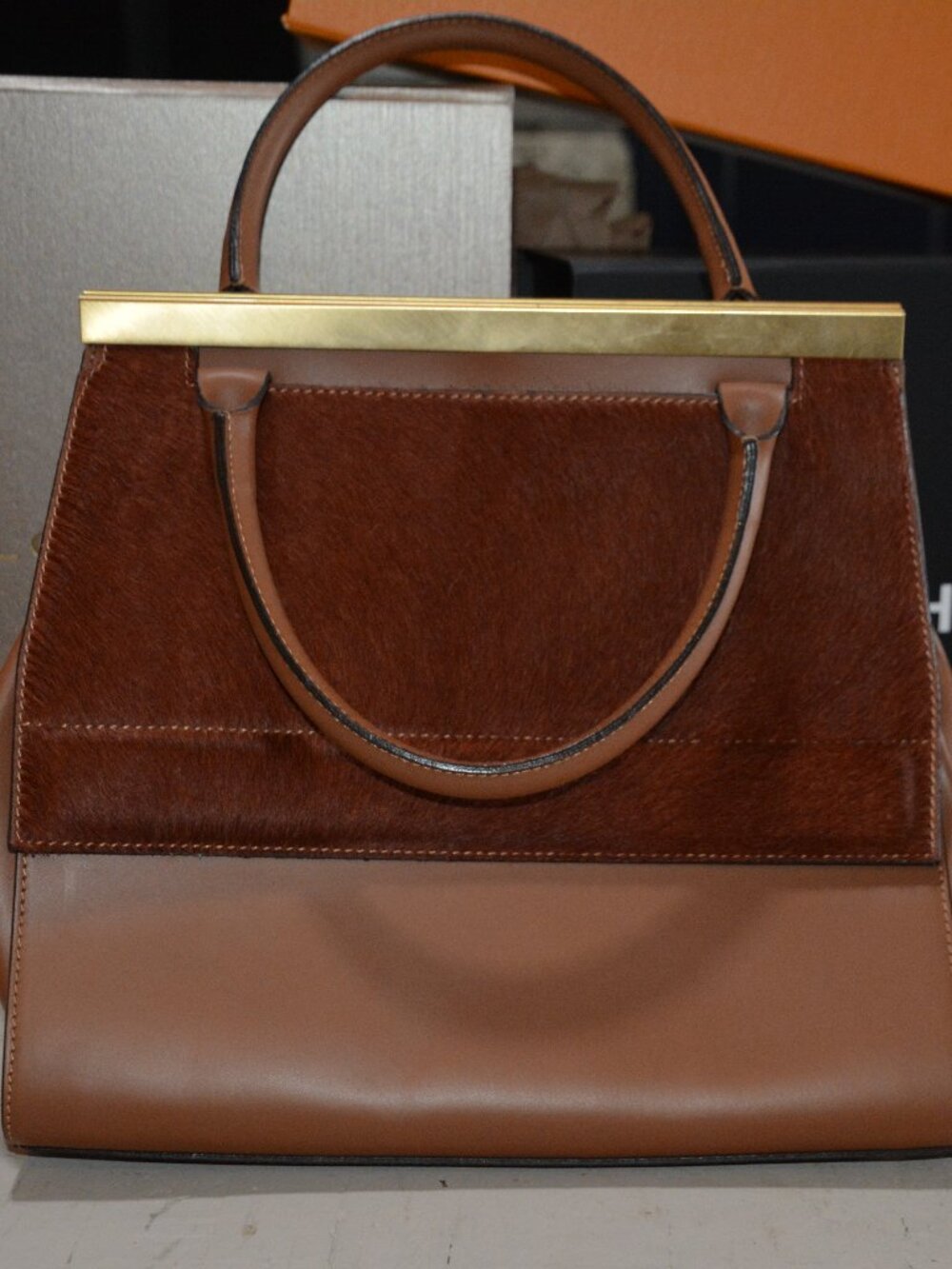 Vittoria Napoli's Sinner Leather and Calf Hair Handbag